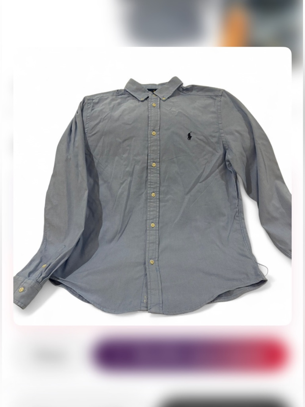 Ralph Lauren Men's Button-Down Shirt - Gray with Navy Pony